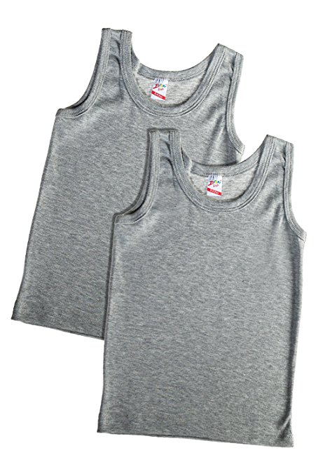 Kids By Brix Toddler and Boys Ultra Comfort Turkish Cotton Heather Grey Tank Tops
