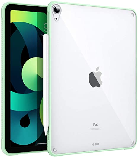 MoKo Case Fit iPad Air 4 - New iPad Air 4th Generation Case 2020 [Support Touch ID and Apple Pencil 2 Charging], Slim Hard PC Back Cover with TPU Air-Pillow Edge Bumper for iPad 10.9", Green