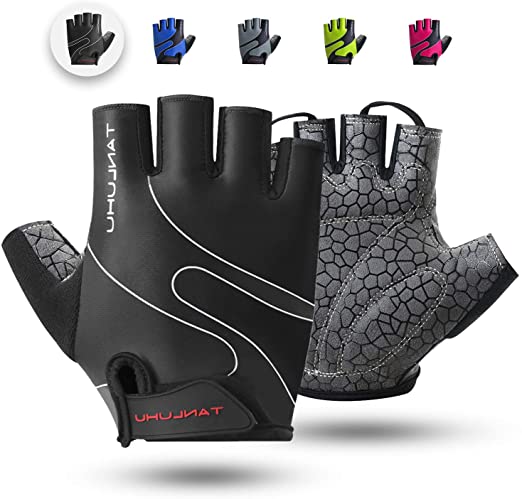 Tanluhu Cycling Gloves Mountain Bike Gloves Half Finger Road Racing Riding Gloves with Light Anti-Slip Shock-Absorbing Biking Gloves for Men and Women