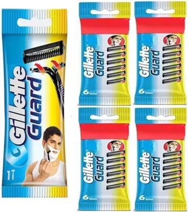 Gillette Guard Cartridge Single Blade With Razor (25Cartridge   1 Razor Handle) Pack of 26 Items