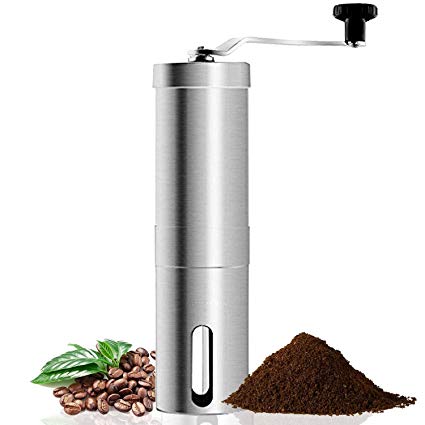 Coffee Grinder, Aessdcan Manual Coffee Mill, Mini Portable Home Kitchen Travel Stainless Steel Coffee Bean Grinder with Adjustable Ceramic Core