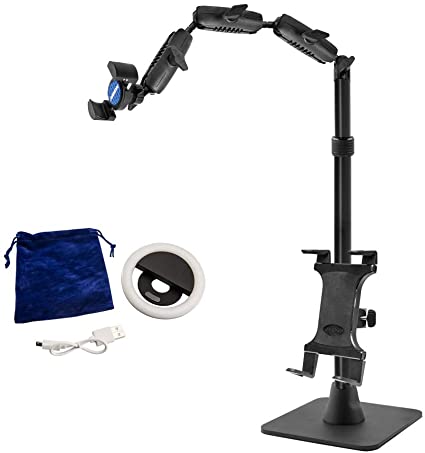 Arkon Remarkable Creators Phone and Tablet Stand with Ring Light Bundle Retail Black