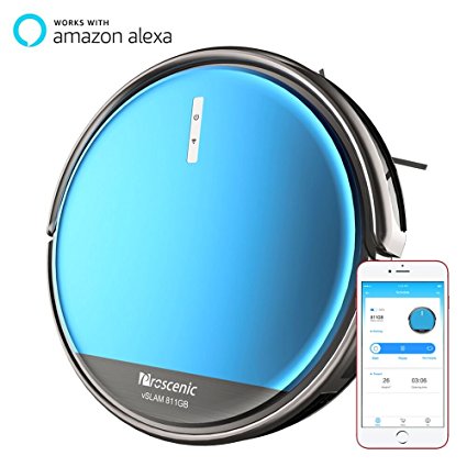 Proscenic 811GB Robot Vacuum Cleaner, Robotic Vacuum Cleaner with APP and Alexa Control, Boundary Magnetic Marker, Electric Control Water Tank(3 speeds) & Slim Design for Hard Floors and Carpets