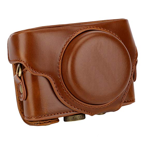 TARION PU Leather Camera DSLR Protective Case Bag Cover for Sony RX100 VI M4 Brown