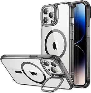 ESR for iPhone 13 Pro Max Case Magsafe with Stand, Military-Grade Protection, Built-in Camera Ring Stand, Scratch-Resistant Back, Classic Kickstand Case for iPhone 13 Pro Max Phone Case, Clear Black