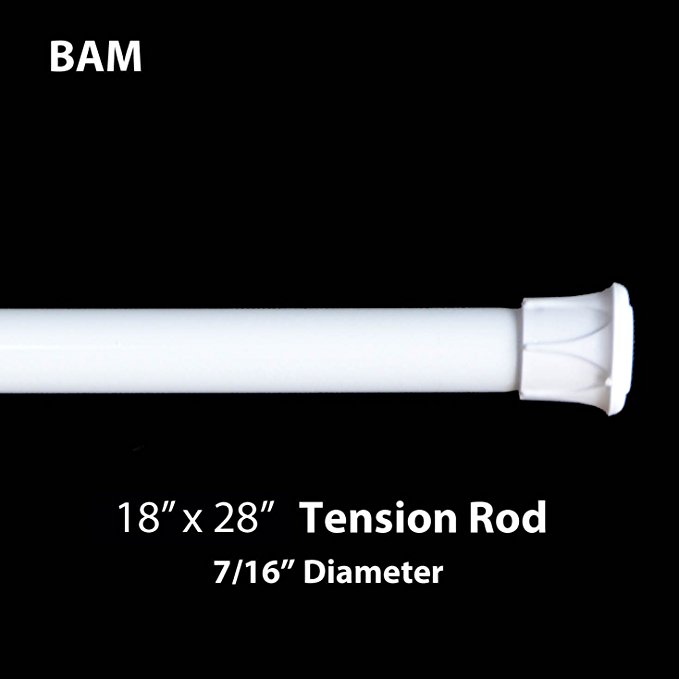 WHITE Spring Tension Rod. Adjustable from 18" to 28"