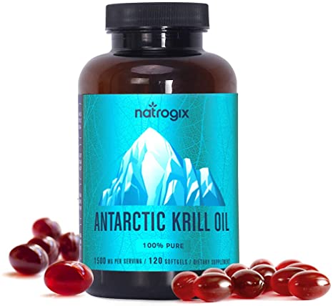 Natrogix Antarctic Krill Oil, No Fishy Aftertaste, Made in USA (120 Softgels)