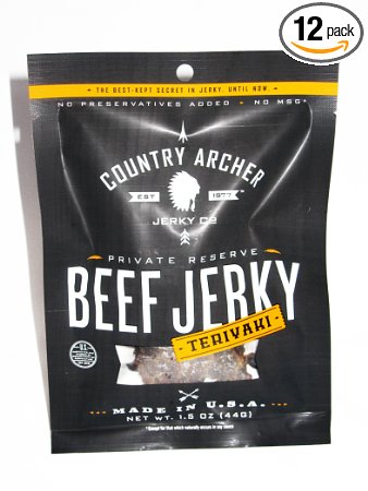 Country Archer Beef Jerky, Teriyaki, 1.5 Ounce (Pack of 12)