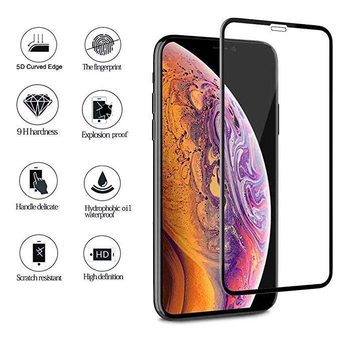 iPhone Xs Max Screen Protector Glass,[Full Coverage] [9H Hardness] [HD Clear] Tempered Glass Screen Protector Bubble-Free Anti-Scratch Protective Screen Compatible with iPhone Xs Max in 6.5 inch