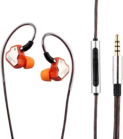 Linsoul 7Hz Salnotes Zero HiFi 10mm Dynamic Driver in-Ear Earphone IEM with Metal Composite Diaphragm Stainless Steel Faceplate Detachable 2Pin OFC Cable (Orange, with Mic, 3.5mm)