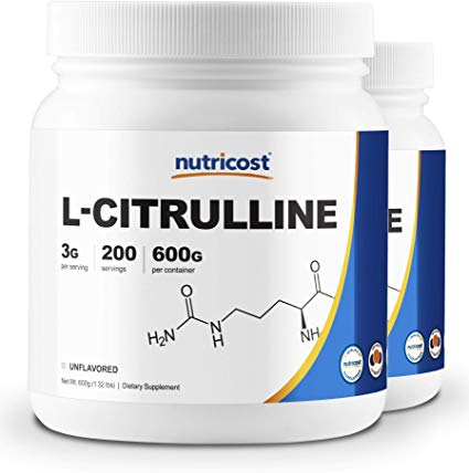 Nutricost Pure L-Citrulline (Base) Powder (600 Grams) (2 Bottles)