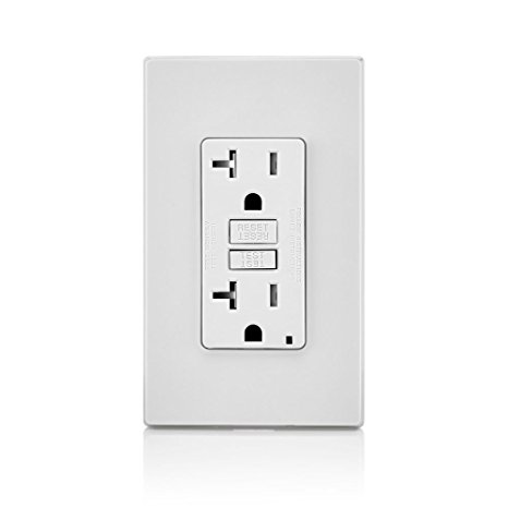 Leviton GFTR2-W SmarTest Self-Test SmartlockPro Slim GFCI Tamper-Resistant Receptacle with LED Indicator, 20-Amp, White