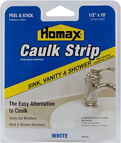 Caulk Strip White, 1/2" x 10', Sink, Vanity and Shower Caulk Strip