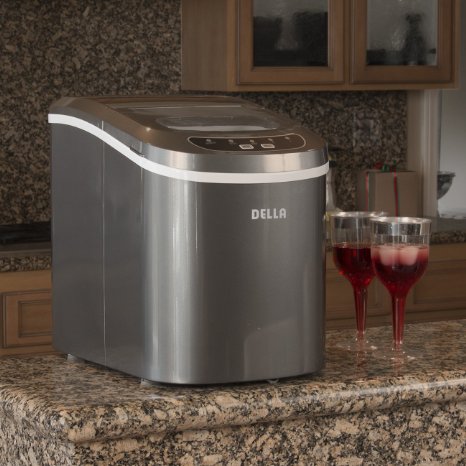 Della© Portable Electric Ice Maker Machine Yield Up To 26 Pounds of Ice Daily - Silver