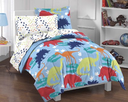 Dream Factory Dinosaur Prints Boys Comforter Set, Multi-Colored, Twin