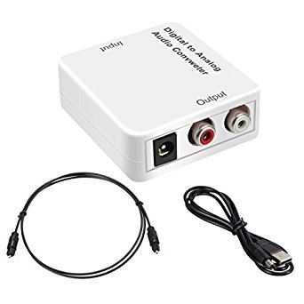 ELEGIANT Digital to Analog Audio Converter with Digital Optical Toslink Coaxial Analog RCA and DC 5V Inputs