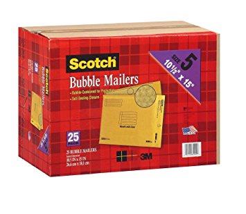 Scotch 3M Bubble Mailers Size 5 (10 1/2 " x 15") - 25ct