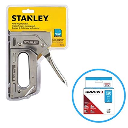 Stanley TR110 Heavy Duty Steel Staple Gun 84 Staple Capacity, Squeeze Trigger and T50#504 Box of Staples