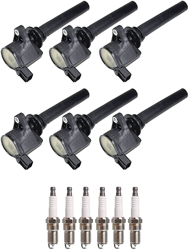 ENA Set of 6 Ignition Coil Pack and Spark Plug Compatible with Ford Mazda 2001 2002 2003 Escape 2001 2002 2003 2004 2005 2006 Tribute 3.0L Replacement for FD502 GN10192 C-513 1L8E-12A366AB C1458