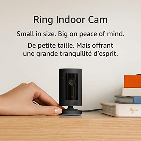 Ring Indoor Cam – compact Plug-In HD security camera with two-way talk, Works with Alexa – Black – 1-pack