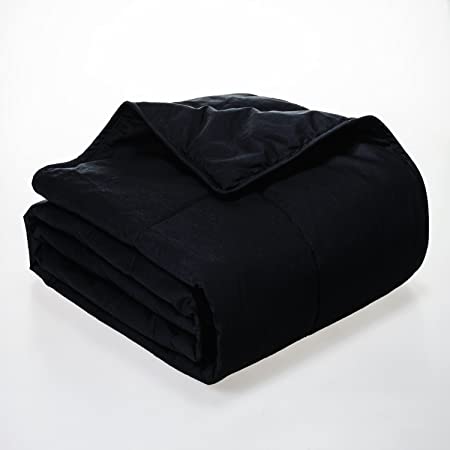 Cottonpure 100% Sustainable Cotton Filled Blanket, Full/Queen, Black