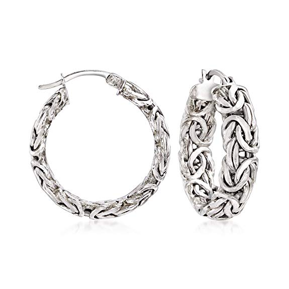 Ross-Simons Sterling Silver Small Byzantine Hoop Earrings