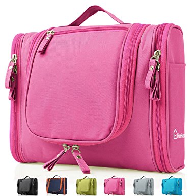 Heavy Duty Waterproof Hanging Toiletry Bag - Travel Cosmetic Makeup Bag for Women & Shaving Kit Organizer Bag for Men - Large Size: 10.2 x 4.5 x 8.5 Inch