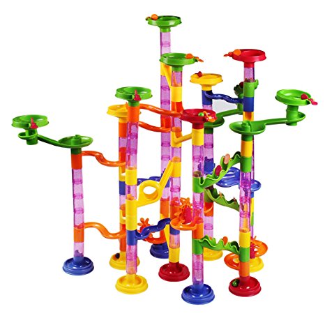 Marble Runs Toy Set,AMOSTING Marble Run Railway Maze Toys Construction Child Building Blocks Toys,105 Pieces 30 Marbles Balls Race Game