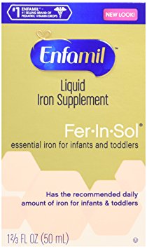 Enfamil Fer-In-Sol Iron Supplement Drops for Infants & Toddlers, 15 mg , 1.67 fl oz (50 ml) (Pack of 2)