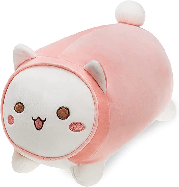 Onsoyours Cute Stuffed Animal Cat - Plush Toy Anime Kitten Soft Pillow, Kawaii Plush Pet Kitty for Boys and Girls (Pink, 11.8'')
