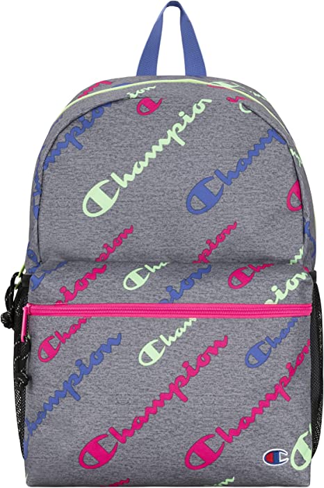 Champion unisex child Youth Backpacks, Grey/Knockout Pink, One Size US