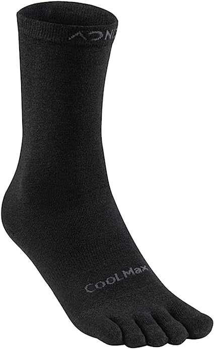 AONIJIE Running Toe Socks Women Men Liner Crew Socks for Hiking Trial Athletic Wicking Anti-Blister Coolmax Material One Pair