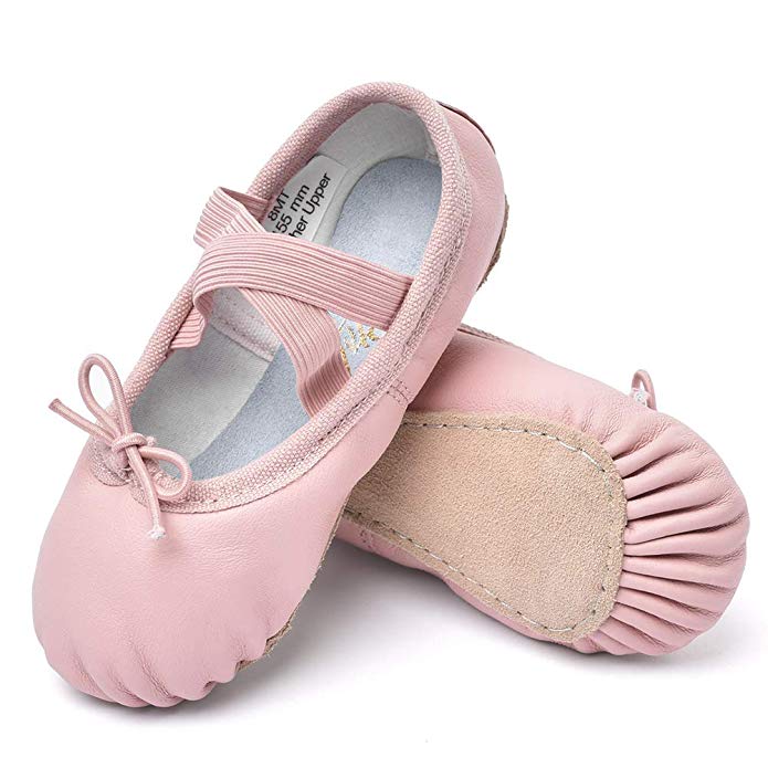 STELLE Girls Premium Leather Ballet Shoes Slippers for Kids Toddler
