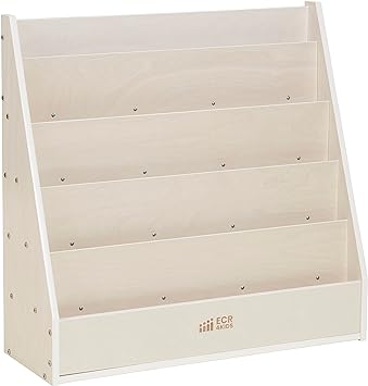 ECR4Kids Streamline Single-Sided Book Display with Storage, Classroom Bookshelf, White Wash