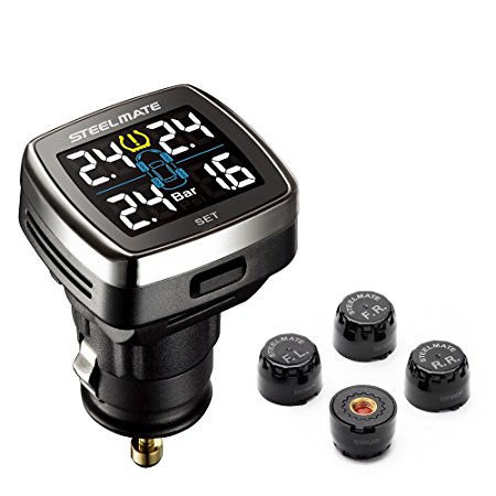 STEELMATE TP-78 DIY Wireless Real-time Monitoring TPMS, Tire Pressure Monitoring System With Customize USB Charging Slots And Large Clear LCD Cigarette Lighter Display ( 20-50Psi )