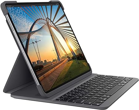 Logitech Slim Folio PRO Backlit Bluetooth Keyboard Case for iPad Pro 12.9-inch (3rd and 4th gen) - Graphite, Oxford Gray (Renewed)