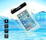 G-Cord Universal Clear Waterproof Case Protective Cover Pouch Dry Bag for Apple iPhone 6s 6s Plus 6 6 Plus 5s 5Samsung Galaxy Note 3 2 S6 S6 Edge S5 S4 S3 HTC One X Moto X - IPX8 Certified to 100 Feet Black Lock