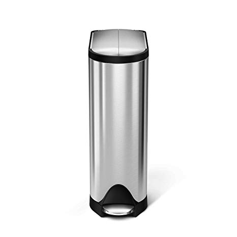 simplehuman 18 Liter/4.8 Gallon Butterfly Lid Kitchen Step Trash Can, Brushed Stainless Steel