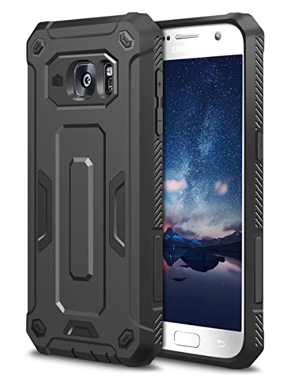 Galaxy S7 Case, Ecpow Rugged Anti-slip Armor Galaxy S7 Protective Case Hard Shell Shockproof Grip Rubber Bumper Impact Resistant Drop Protection Cover for Galaxy S7 - Black