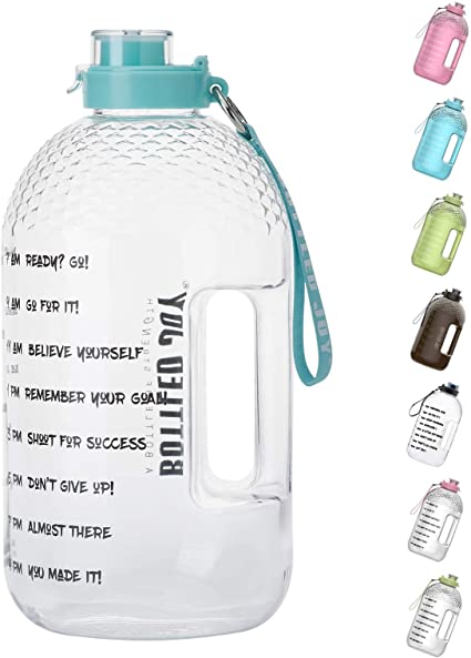 BOTTLED JOY 1 Gallon Water Bottle, BPA Free Large Water Bottle Hydration with Motivational Time Marker Reminder Leak-Proof Drinking Big Water Jug for Camping Sports Workouts and Outdoor Activity