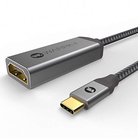 USB C to HDMI Adapter (4K, 2160P), Warrky Certified [24K Gold-Plated, Ultra Durability] Braided Type C to HDMI Adapter Thunderbolt 3 Compatible with MacBook Pro, Galaxy S10/S9/S8, XPS 15/13 and More