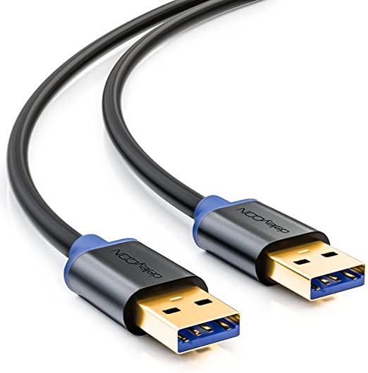 deleyCON 0.5m (1.64 ft.) USB 3.0 Super Speed Data Cable - USB A (Male) to USB A (Male) Transfer Rates up to 5Gbit/s - Black