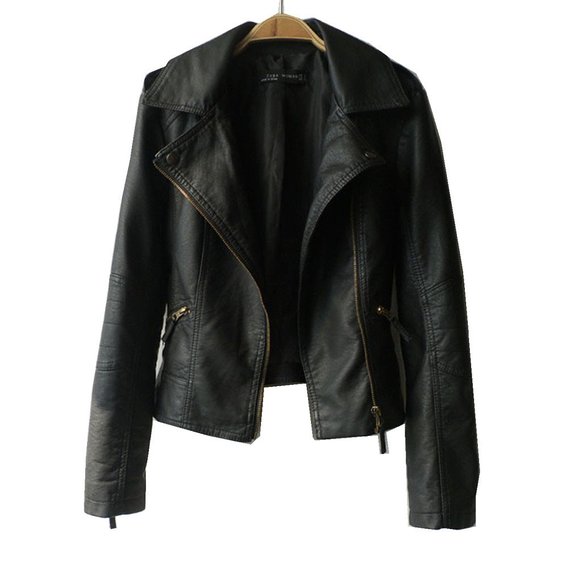 VANGULL Women Ladies Zipper Slim Biker Motorcycle PU Leather Jackets Punk Rock Coats