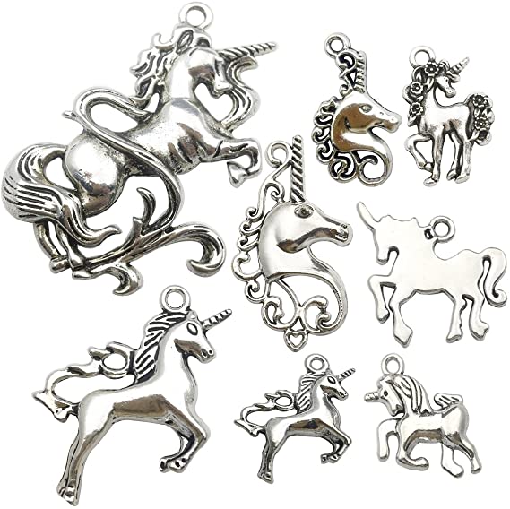 iloveDIYbeads 24pcs Craft Supplies Antique Silver Animals Unicorn Charms Pendants for Crafting, Jewelry Findings Making Accessory for DIY Necklace Bracelet (M124)