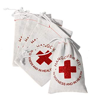 Ling’s moment 10pcs Cotton Muslin Wedding Party Favor Bags 4x6 inch RED GLITTER CROSS Bachelorette Hangover Kit Bags Recovery Kit Bags Survival Kit Bags Cotton Muslin Drawstring Bag