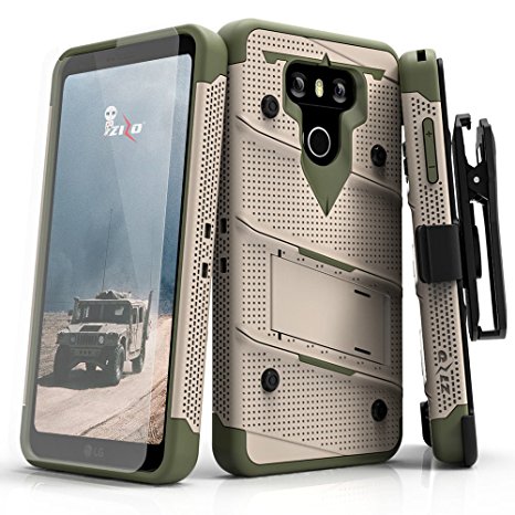 LG G6 Case, Zizo [Bolt Series] with FREE [LG G6 Screen Protector] Kickstand [12 ft. Military Grade Drop Tested] Holster Belt Clip - LG G6