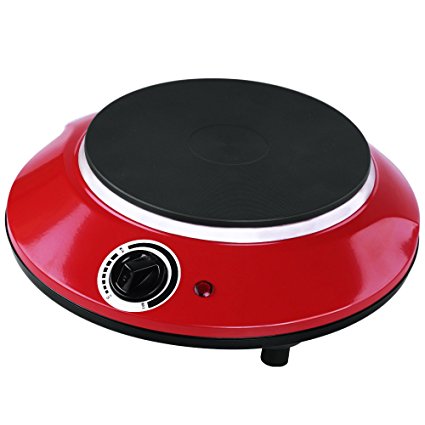 Techwood ES-3113 Single Cast Iron Hot Plate, 1000W, Red