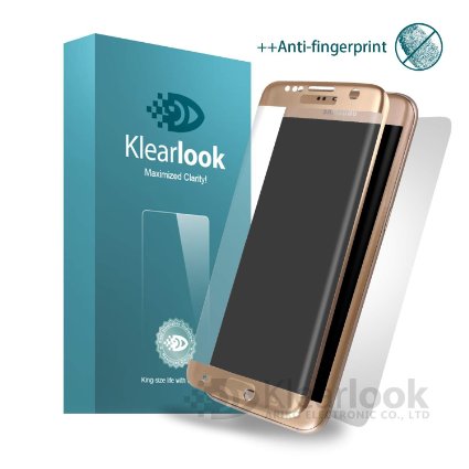 [Front Back]Samsung s7 Edge Screen Protector, Klearlook 3D Curve Fit Anti-Glare Tempered Glass with 9H Hardness Full Coverage&Eye Protection&Anti-Fingerprint   Anti-Glare PET Back Protector for Samsung s7 Edge-Both Side Protection/Anti-Scratches/Smooth Touch[Gold Frame]