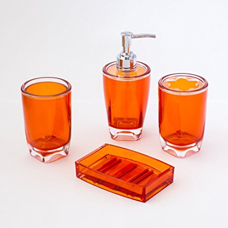 JustNile 4-Piece Bathroom Accessory Set - Essential Translucent Orange