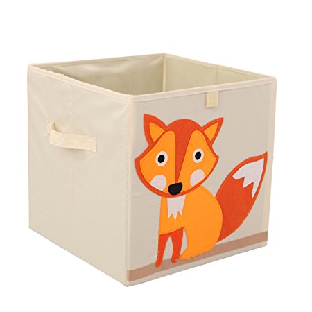 Storage Bins Foldable Cube Box - MURTOO - Eco Friendly Fabric Storage Cubes Origanizer for Kids Toys Cloth Fit Ikea Shelves, 13 inch (Fox)